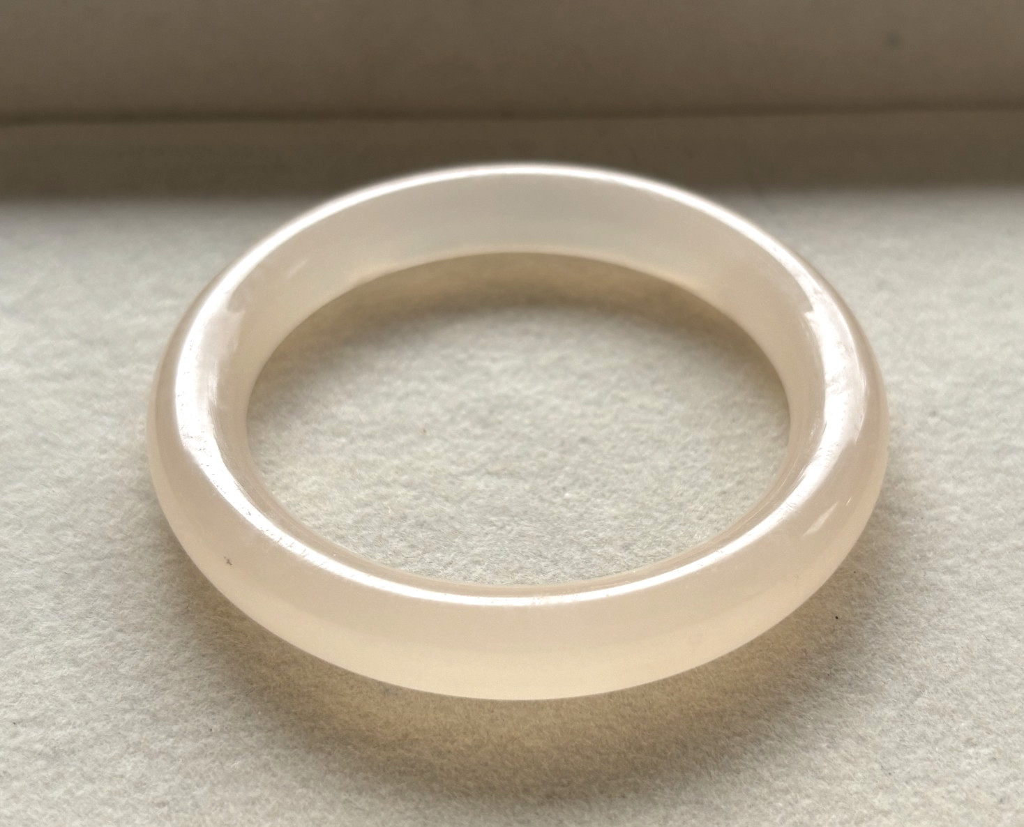 54mm Genuine Soft Pink Calcite Stone Bangle – High Luster Gemstone Bracelet