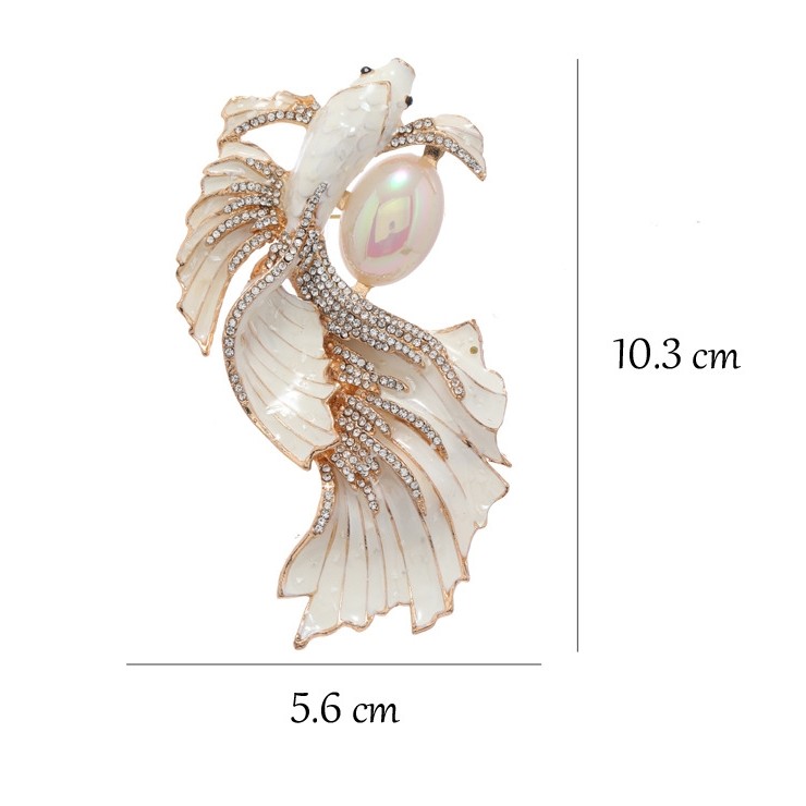 High-Quality Crystal Pearl Goldfish Animal Brooch Pin Coat Decorate Womens Gift