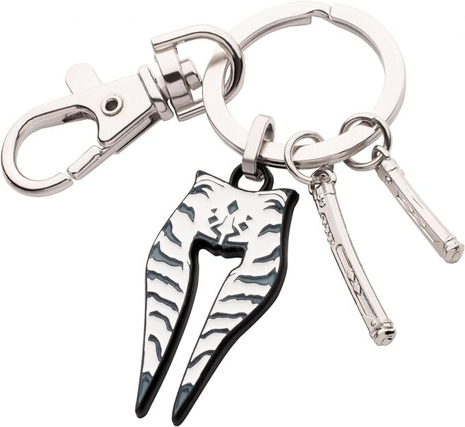Star Wars Ahsoka Headdress and Charms Lucasfilm Disney+ Keyring, 3.5 cm – Silver