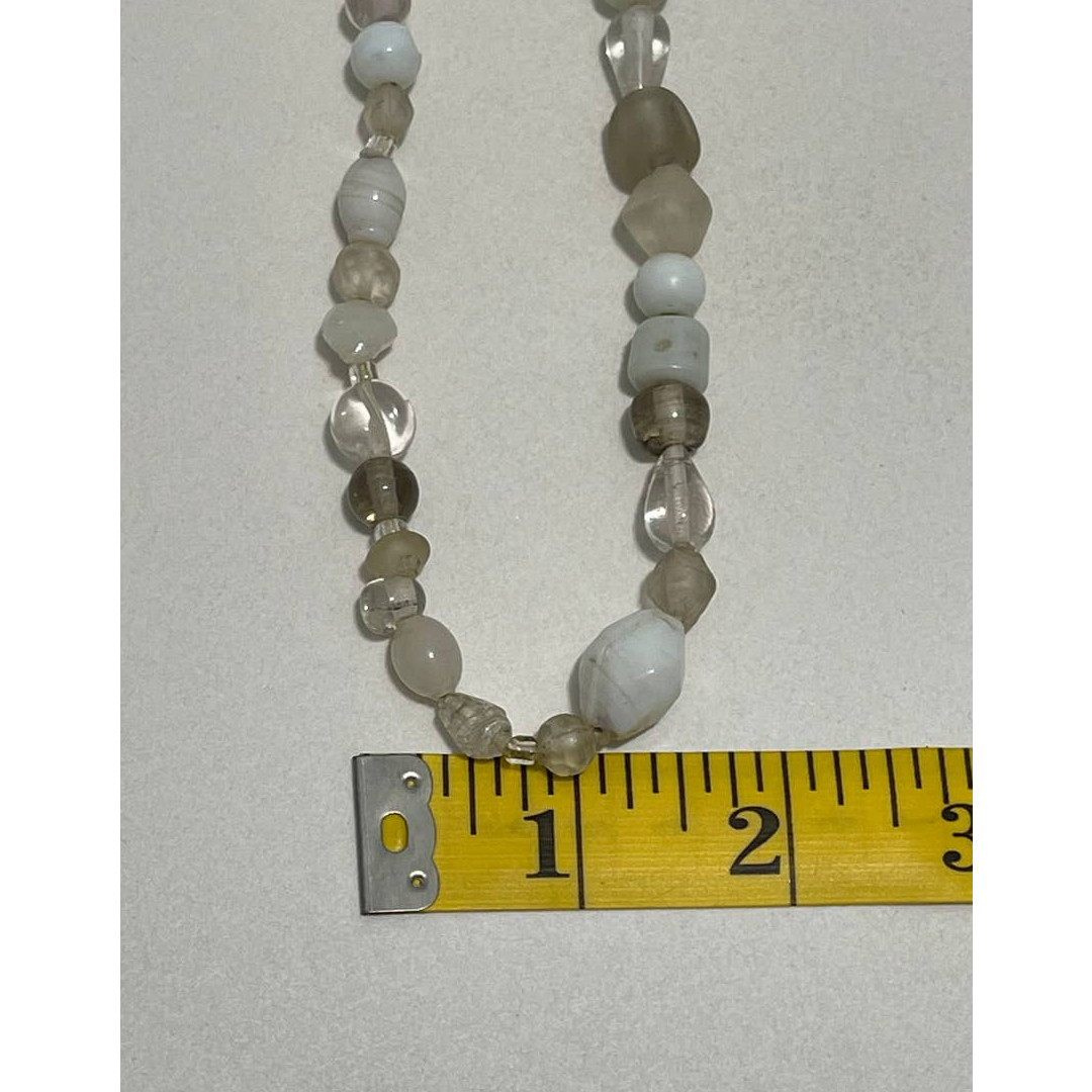 Long Beaded Statement Fashion Necklace White Green