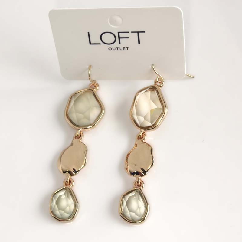 Loft Glass Geometric Heavy Drop Statement Earrings Women Party Vacation Jewelry