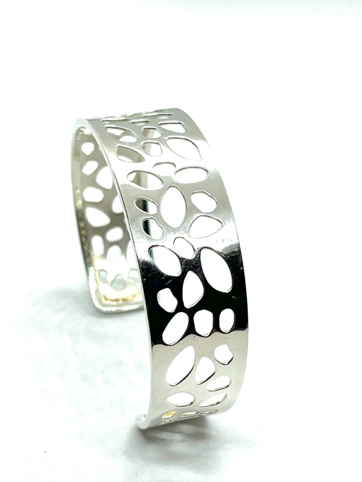 Solid Sterling Silver Wide Cuff Bracelet Bangle – 17.6 grams