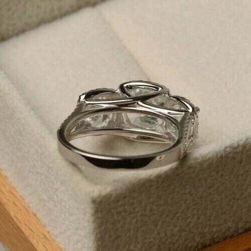 2.10CT Cubic Zirconia 3 Stone Wedding Engagement Ring in 935 Argentium Silver