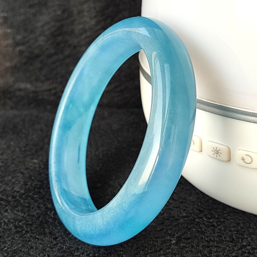 Certified Ice BlueWater 58mm Natural Burma Jade jadeite Bangle Bracelet