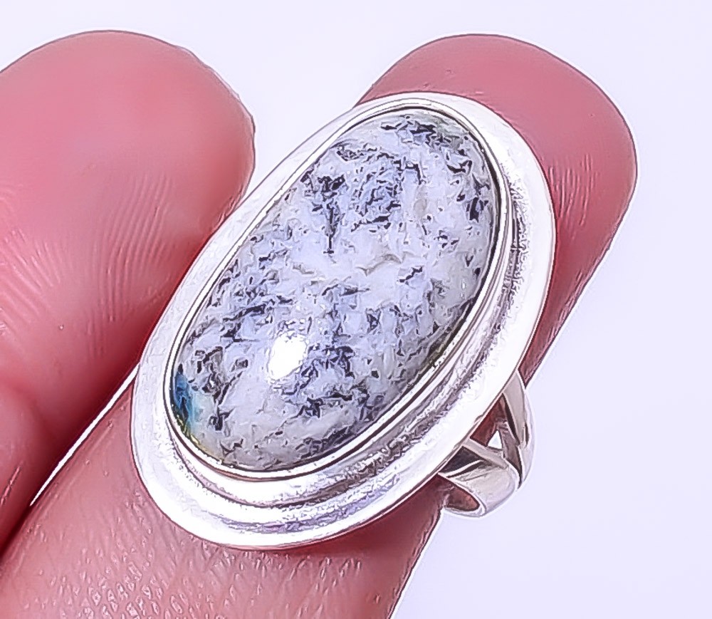 Azurite – Utah Gemstone Handmade Silver Plated Jewelry Ring s.8 R1283-1