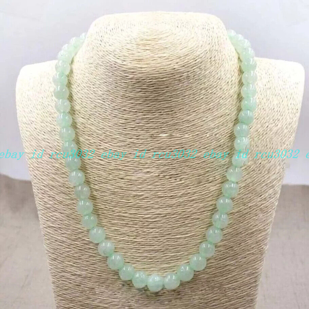 Natural Light Green Jade Round Gemstone Beads Necklace 18” 4/6/8/10/12/14mm