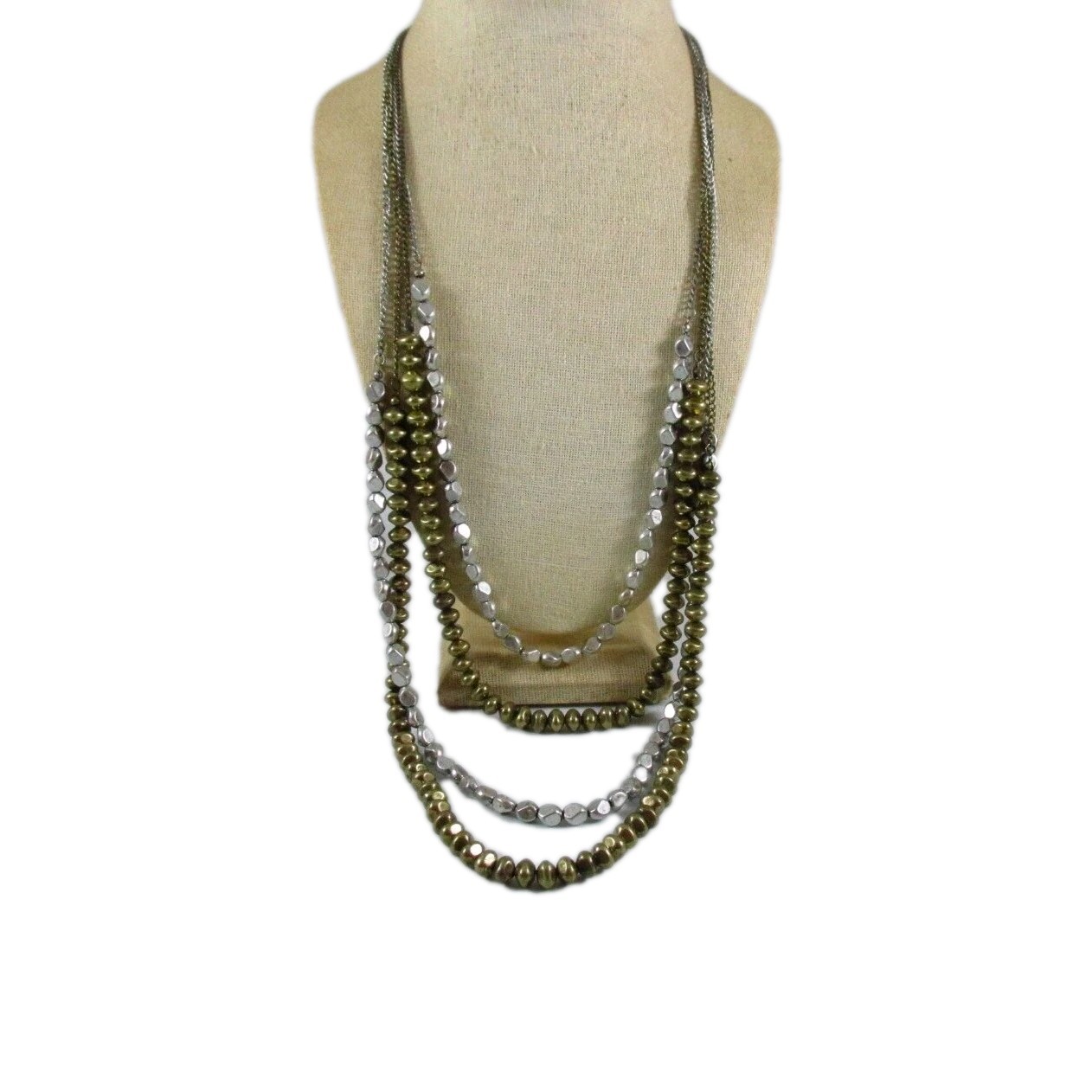 Sparkly Gold & Silver 4 Layered Beaded Necklace
