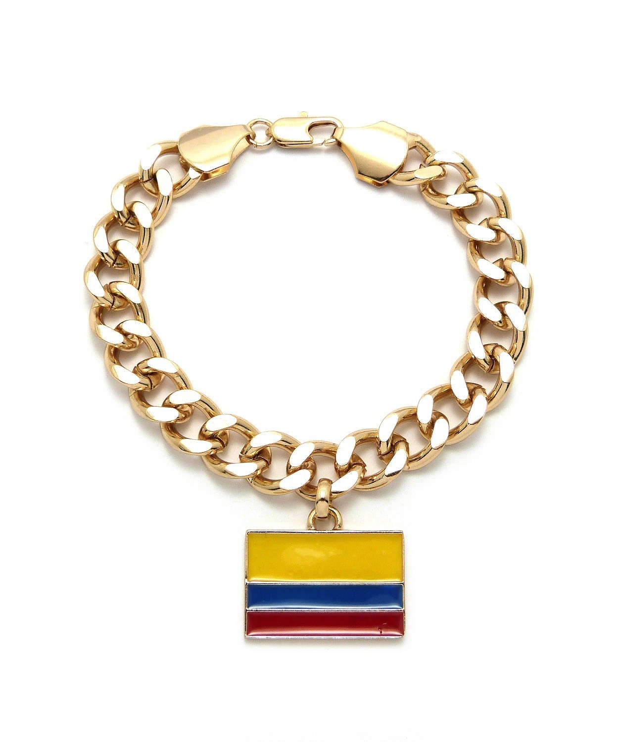 NEW FLAG OF COLOMBIA PIECE 10mm&7.85″ LINK CHAIN FASHION BRACELET XB379