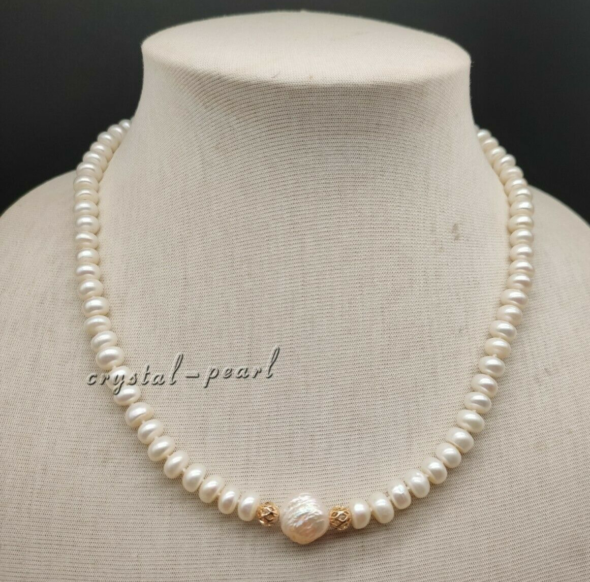 Natural South Sea White Pearl Baroque Necklace 7-8/12mm 14K Gold Clasp 18INCH