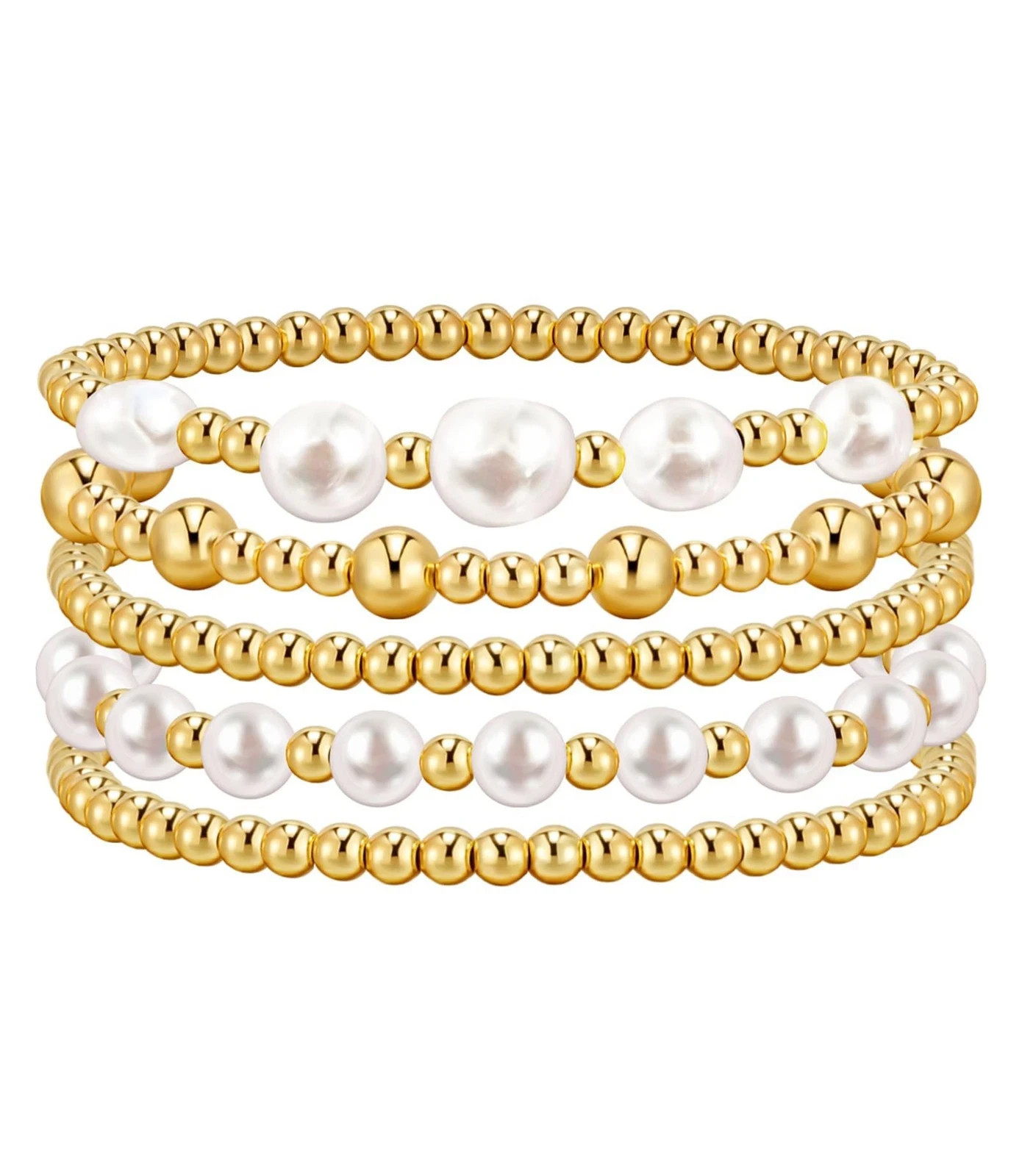 Gold Pearl Beaded Enewton Bracelets for Womengold Pearl Stackable Stretch Be