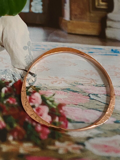 Solid Copper Bangle 20E – 3/16" wide. Will fit a 6 to 6 1/2 inch wrist.