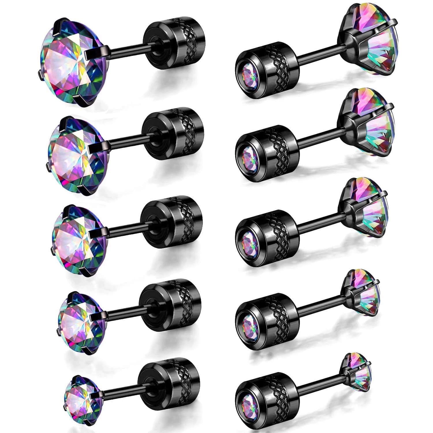 Titanium Screw Back Surgical Stainless Steel Stud Earrings for Women Men