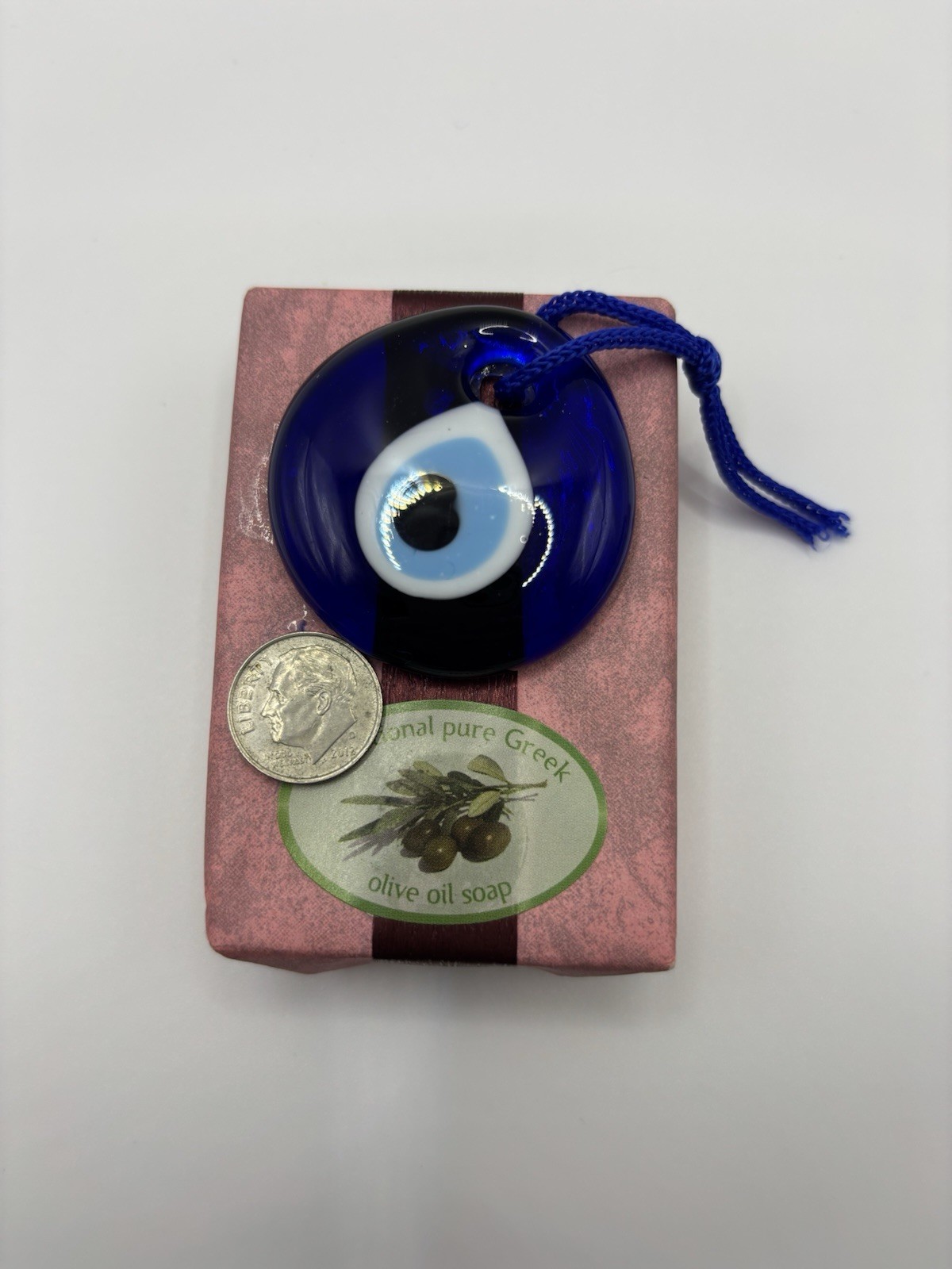 2” Turkish Cobalt Blue Evil Eye Nazar Amulet Lucky Protection Attached To Soapx2