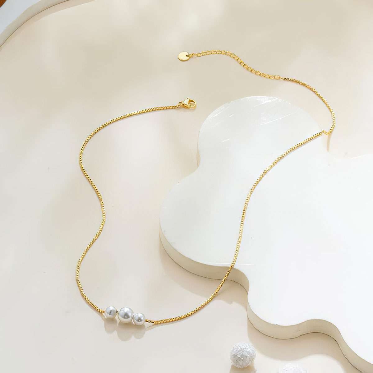4 style Women Gold Plated Freshwater Pearl Beaded Chain Necklace 17.7in w/Box