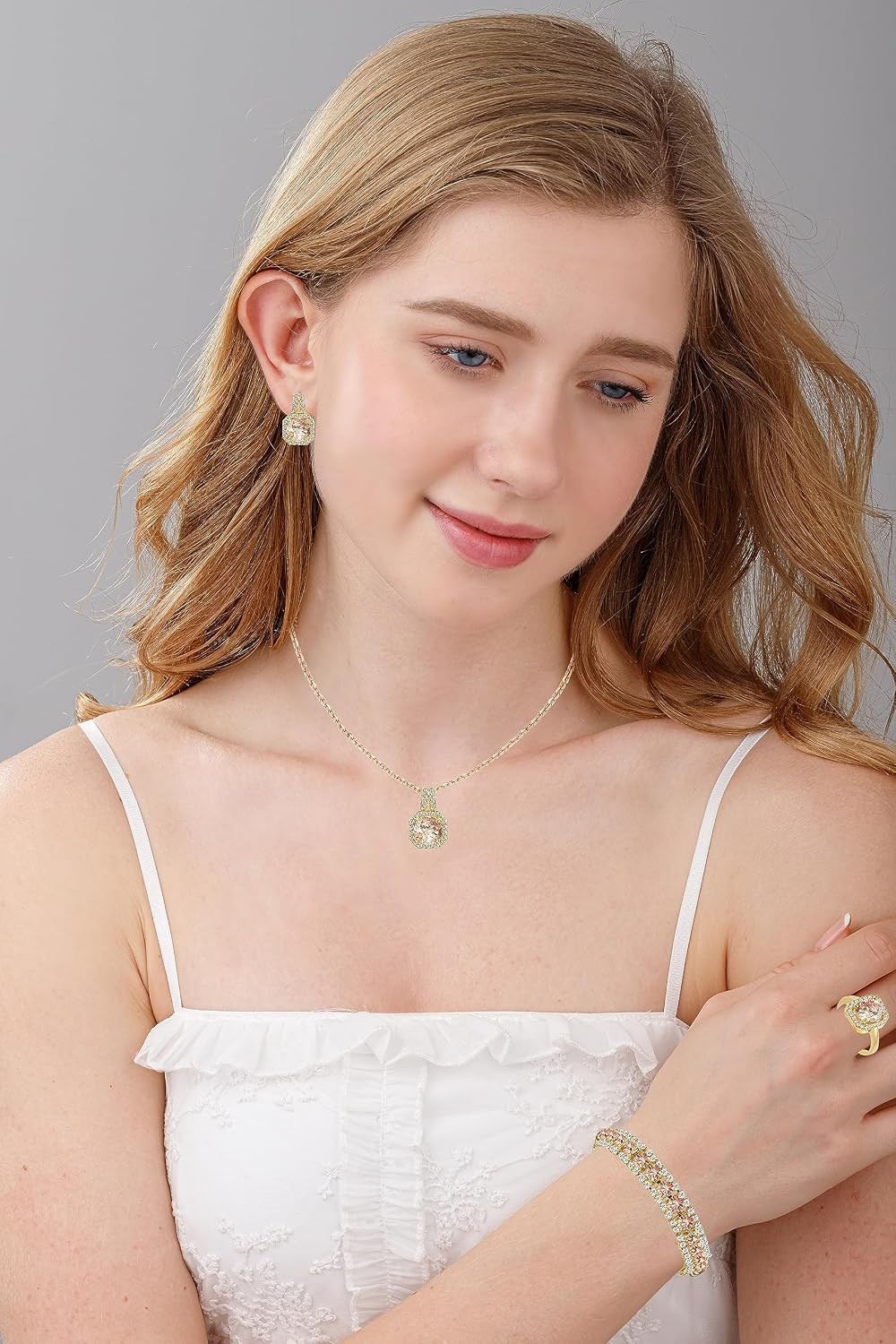 Jewelry Sets 4Pcs Cubic Zirconia Wedding for Bride Bridesmaid Cubic Zirconia Pen