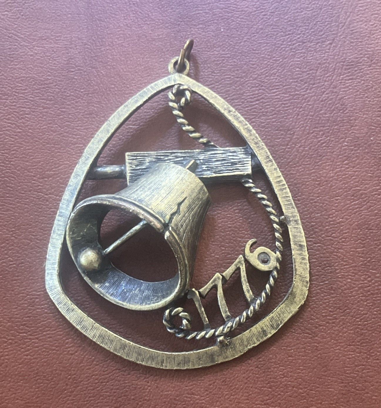 Gold Tone Engraved Metal Graduation 1776 Teardrop Charm Pendant