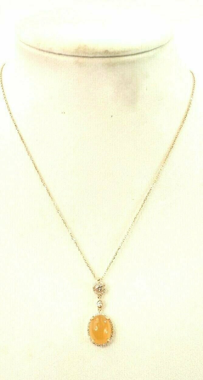 Fine Orange Agate 52 Stone Cubic Zirconia Sterling Pendant Necklace $258 New