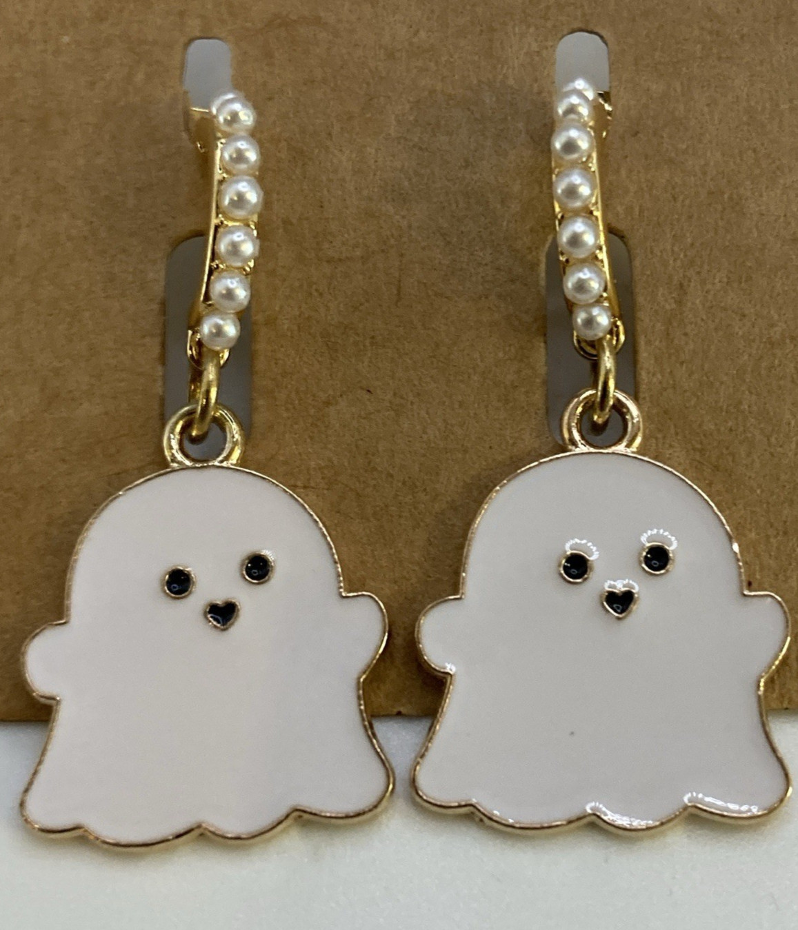 White & Black GP & Enamel Variety Ghost & Bat Dangle/Drop Earrings, Set 3 Pair