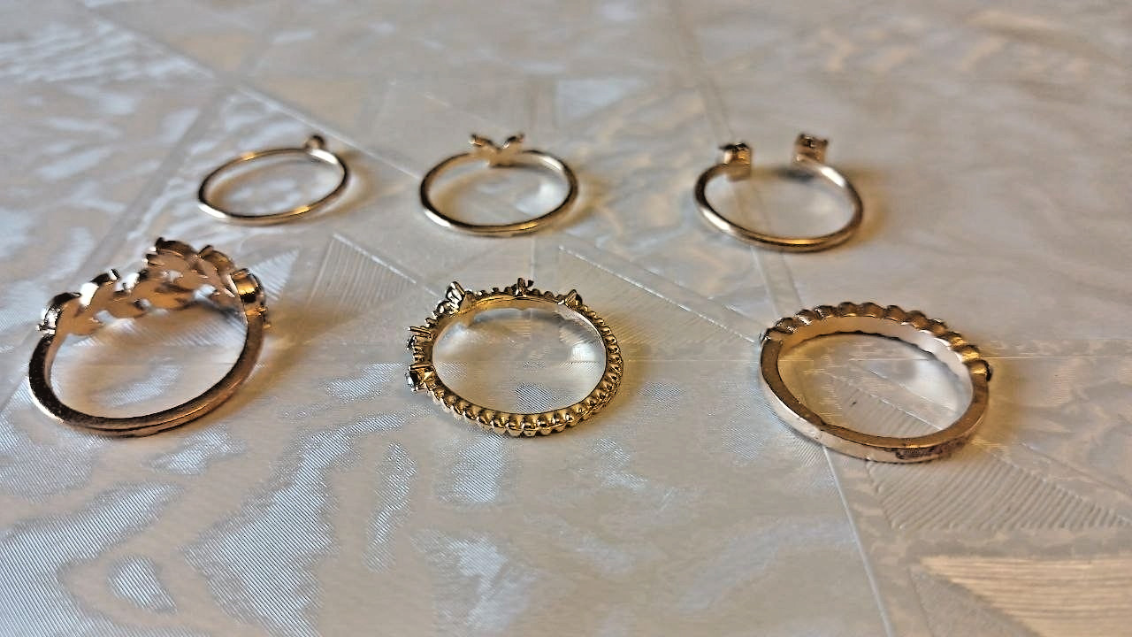 6Pcs Gold Tone Butterfly Pearl Ring Set For Women Cute Crystal Stackable Women