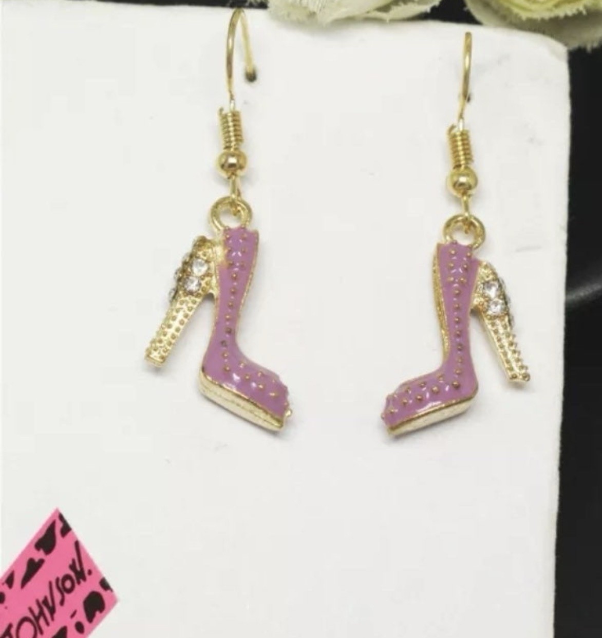 New-Purple Bling High Heel Earrings