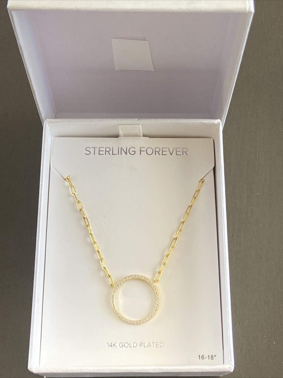 Sterling Forever 14K Yellow Gold Plated Open Circle Cubic Zirconia Necklace