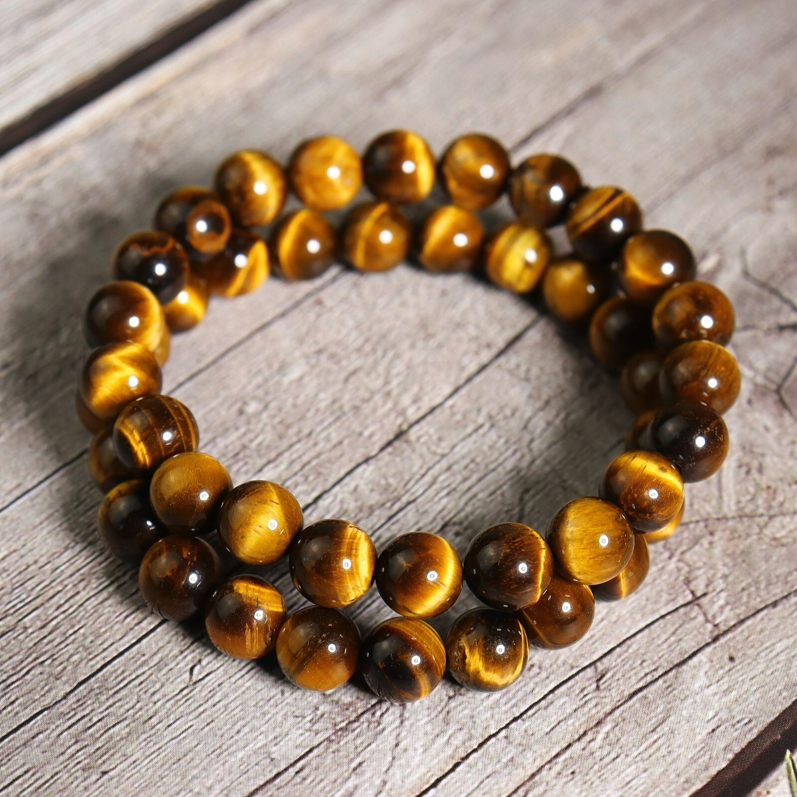 2Pcs Tiger Eye 8mm Beaded Crystal Gemstone Healing Stretch Women Men Bracelet