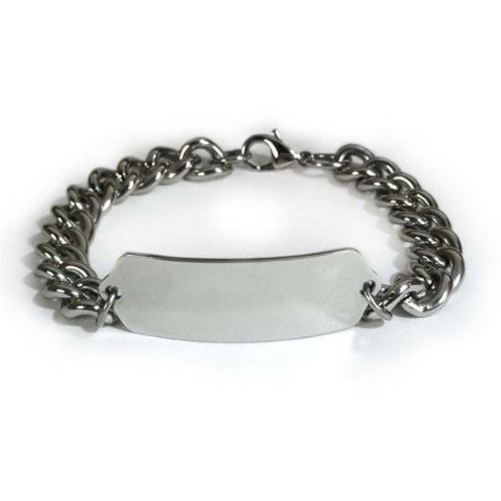 Travel ID Bracelet with wide chain (10 mm). Free medical wallet Card!