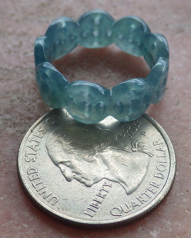 Certified Green Natural A JADE Jadeite RING Money Coin NO. 8 戒指 107002 TS
