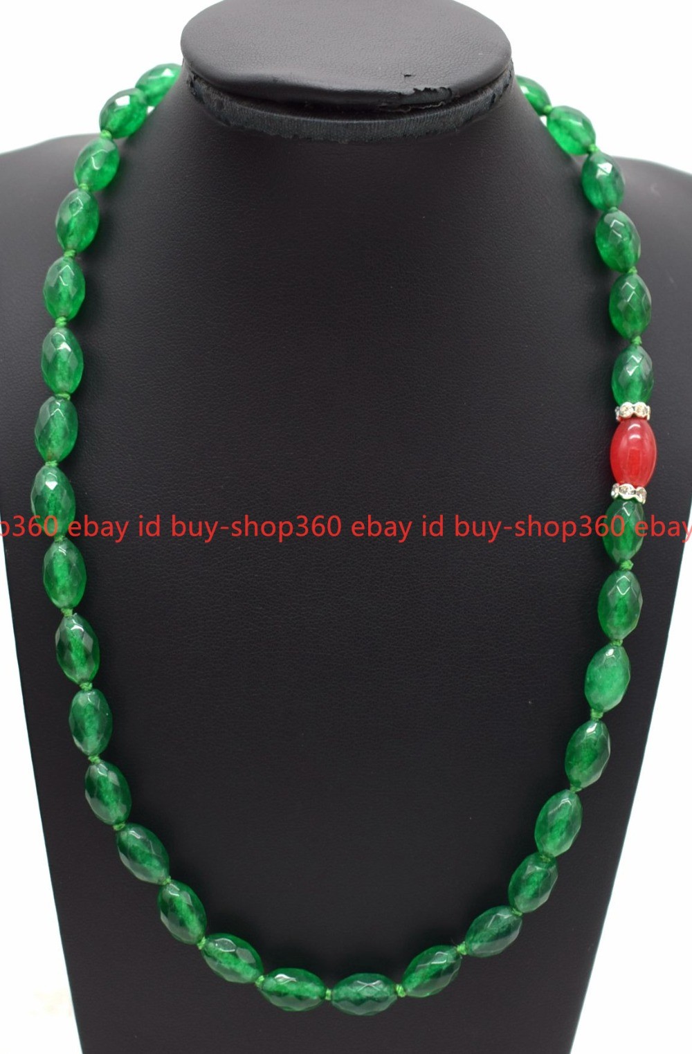 Brand New Natural Beauty 8x10mm Faceted Green Jade Necklace 16-36 Inches