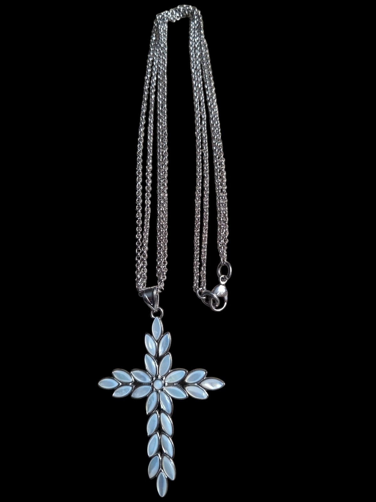 Steel By Design Mother Of Pearl Cross Pendant 24 In