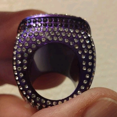 CHEER Championship Ring Purple Size 7 Initial “R” Purple Rhinestone Cheerleader