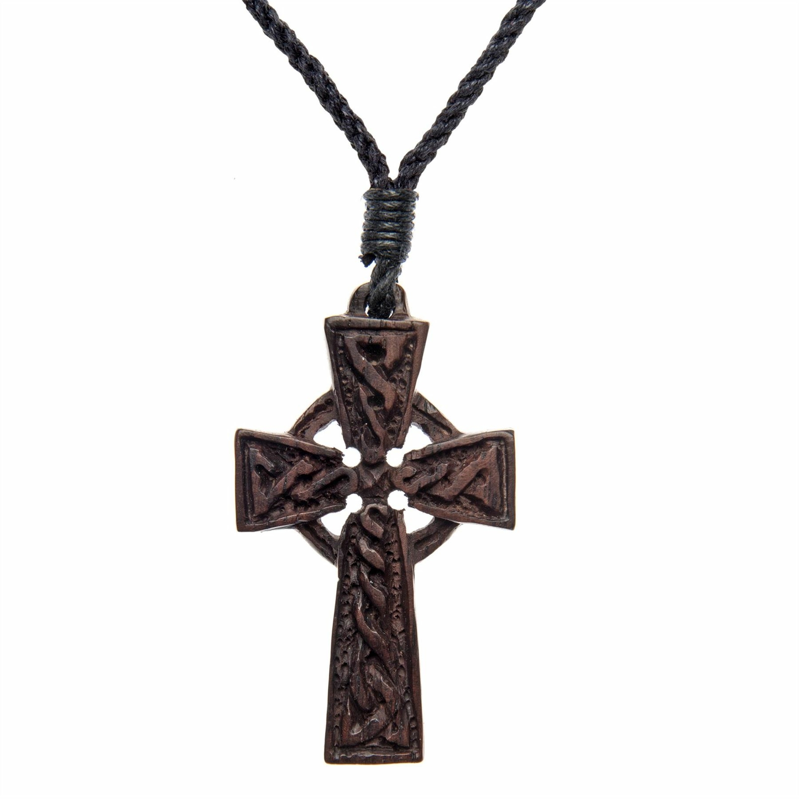 Wooden Cross Necklace Celtic Knot Pendant Cord Wood Jewellery – 81stgeneration