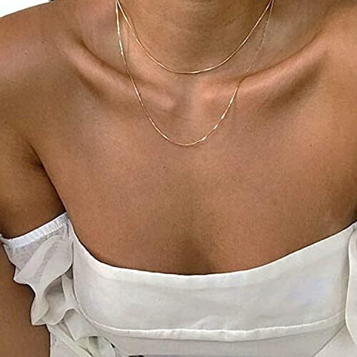 14k Real Solid Gold Box Style Chain Necklace, 0.45mm (18 Inches, Yellow Gold)