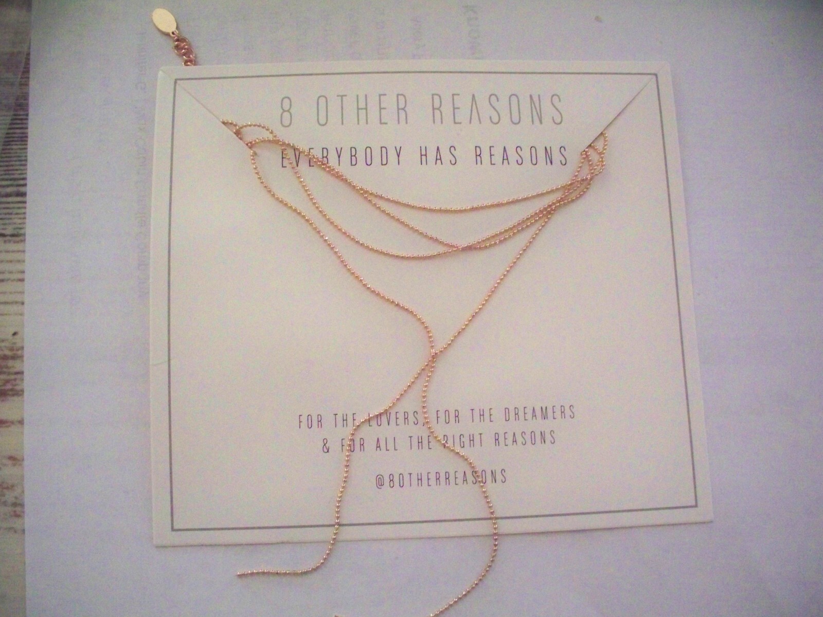 New 8 Other Reasons Necklace Nine Lives Choker Rose Gold Bead Chain
