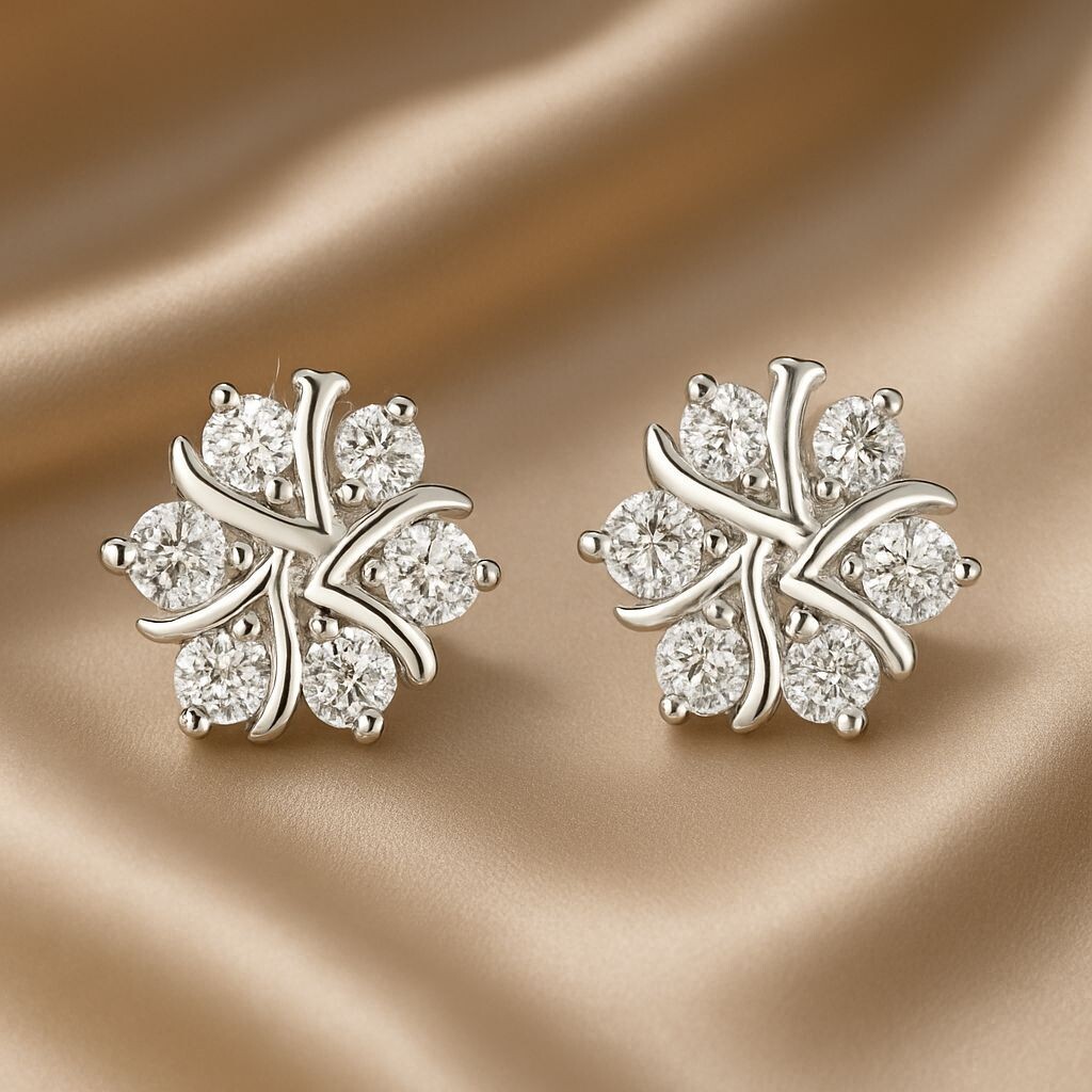 Dainty Floral S925 Silver Stud Earrings – 0.8cm / 0.31in