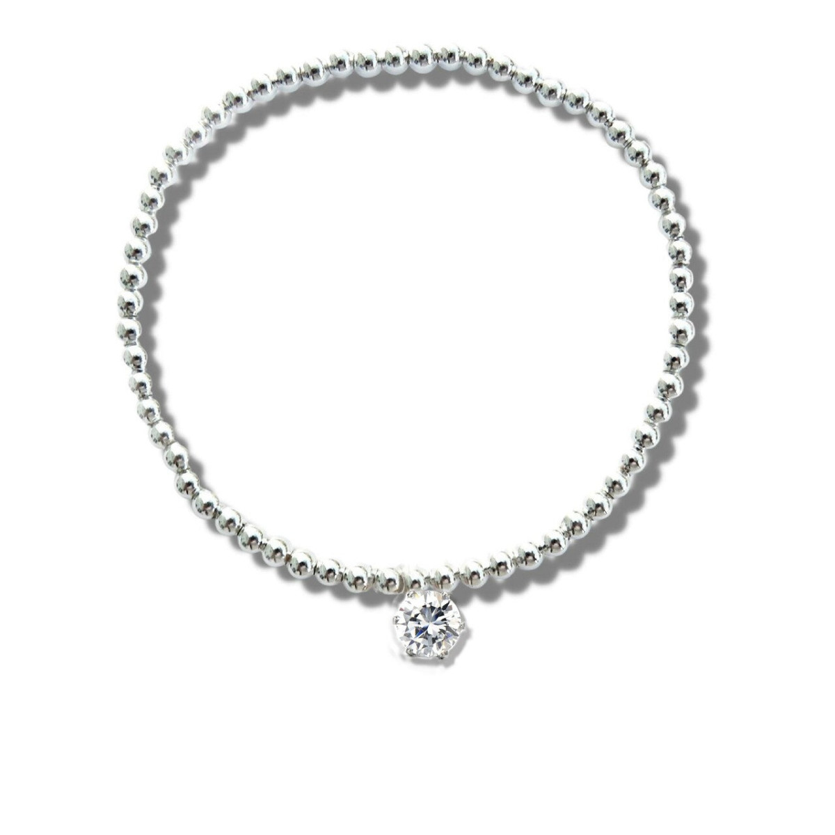 Bracelet 6-8in Silver CZ Beaded Stretch Gift with Chocolate Hearts & Card 30th!