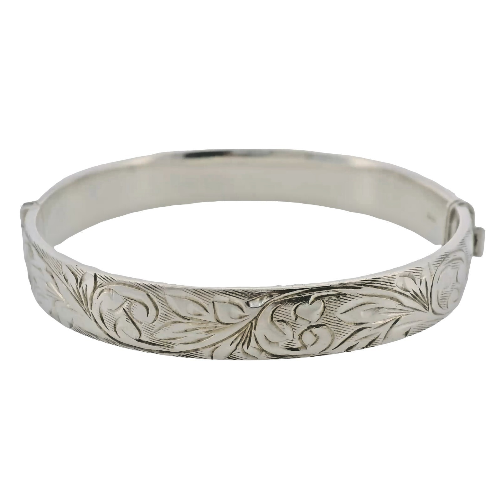 Elegant Vintage Silver Bangle – Birmingham 1971–72 – Push Button Expandable