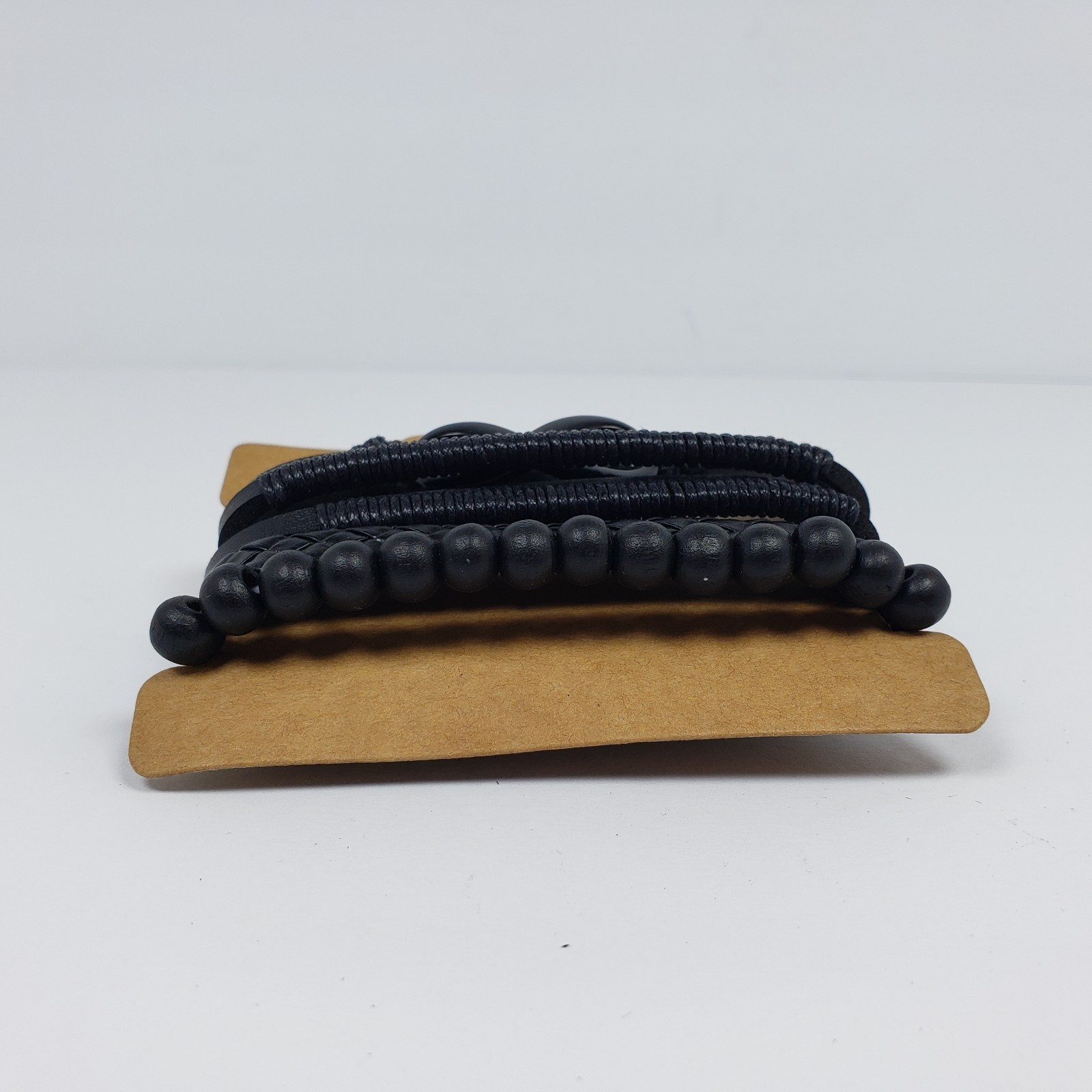 Unbranded Fashion Jewelry Adult Unisex Black Layer Trendy Bracelet 4 Pack