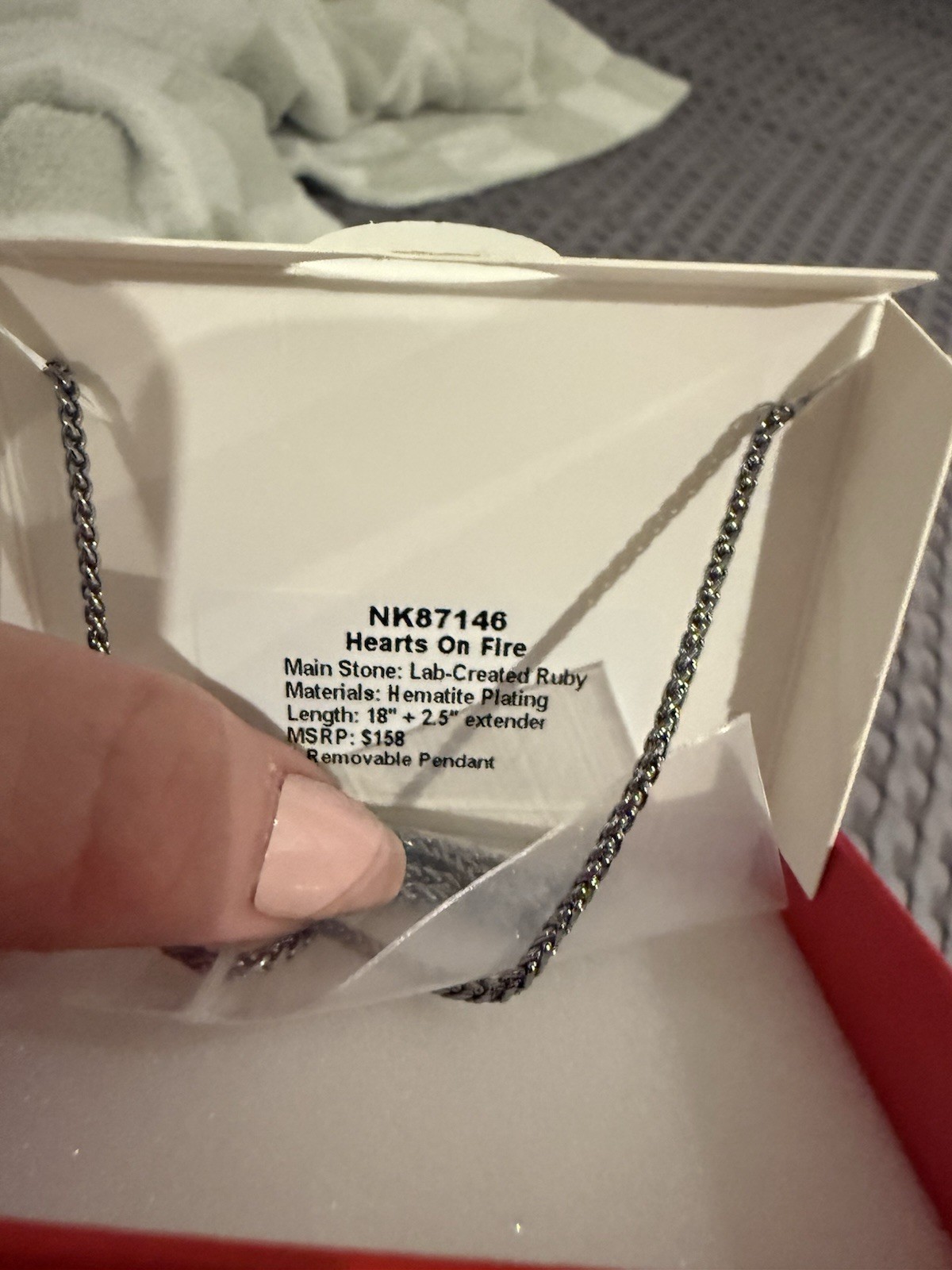 Bomb Party July 2026 HEARTS ON FIRE Heart Necklace Ruby Hematite Plating NK87146