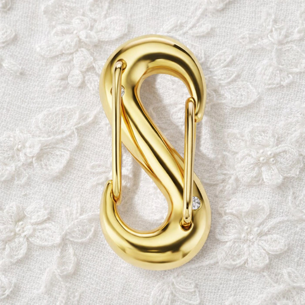 S Shape Charm Lock Pendant Push Me Brass Metal Lock With CZ