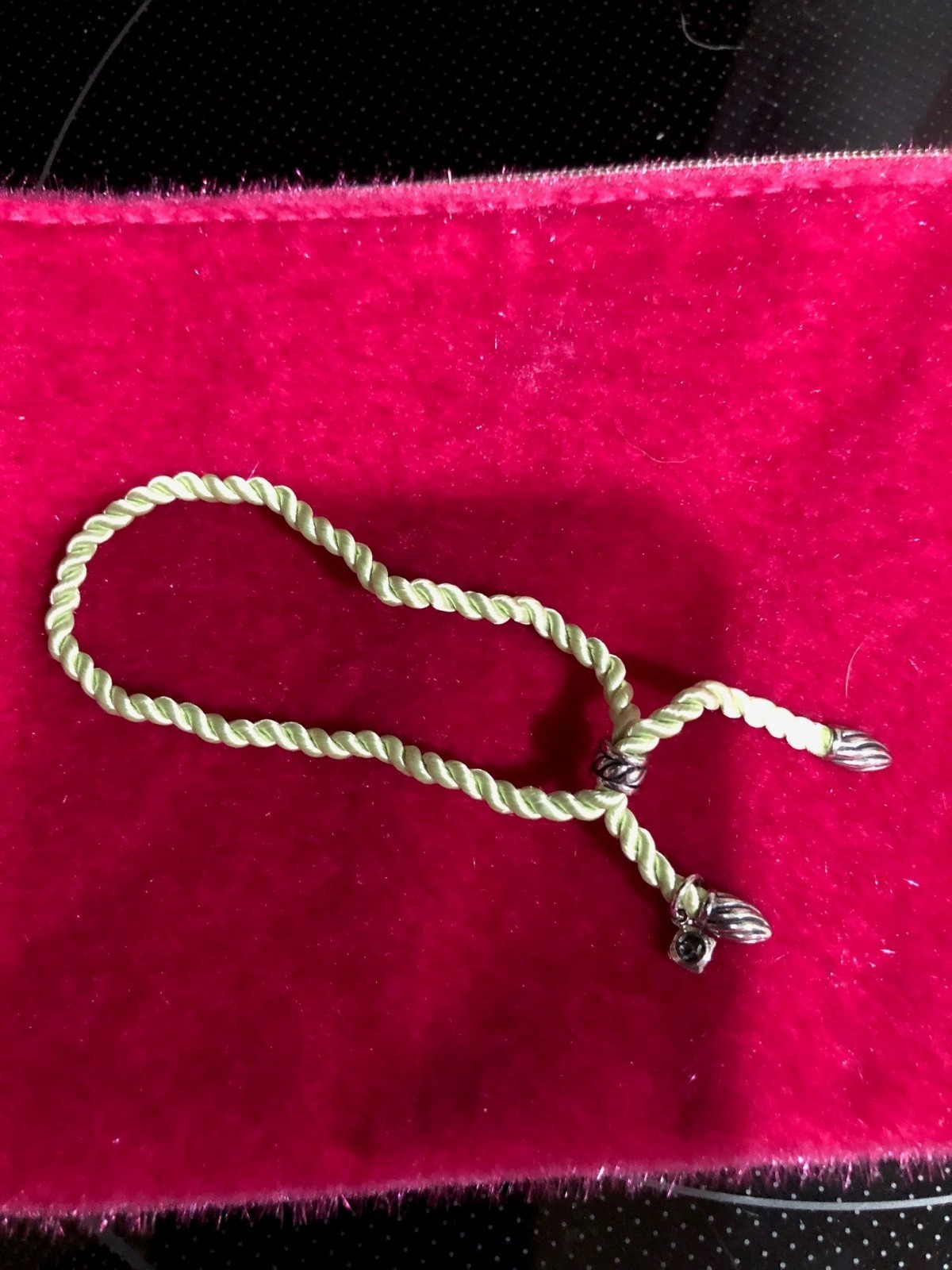 David Yurman Adjustable Rope Bracelet Light Mint Green Color