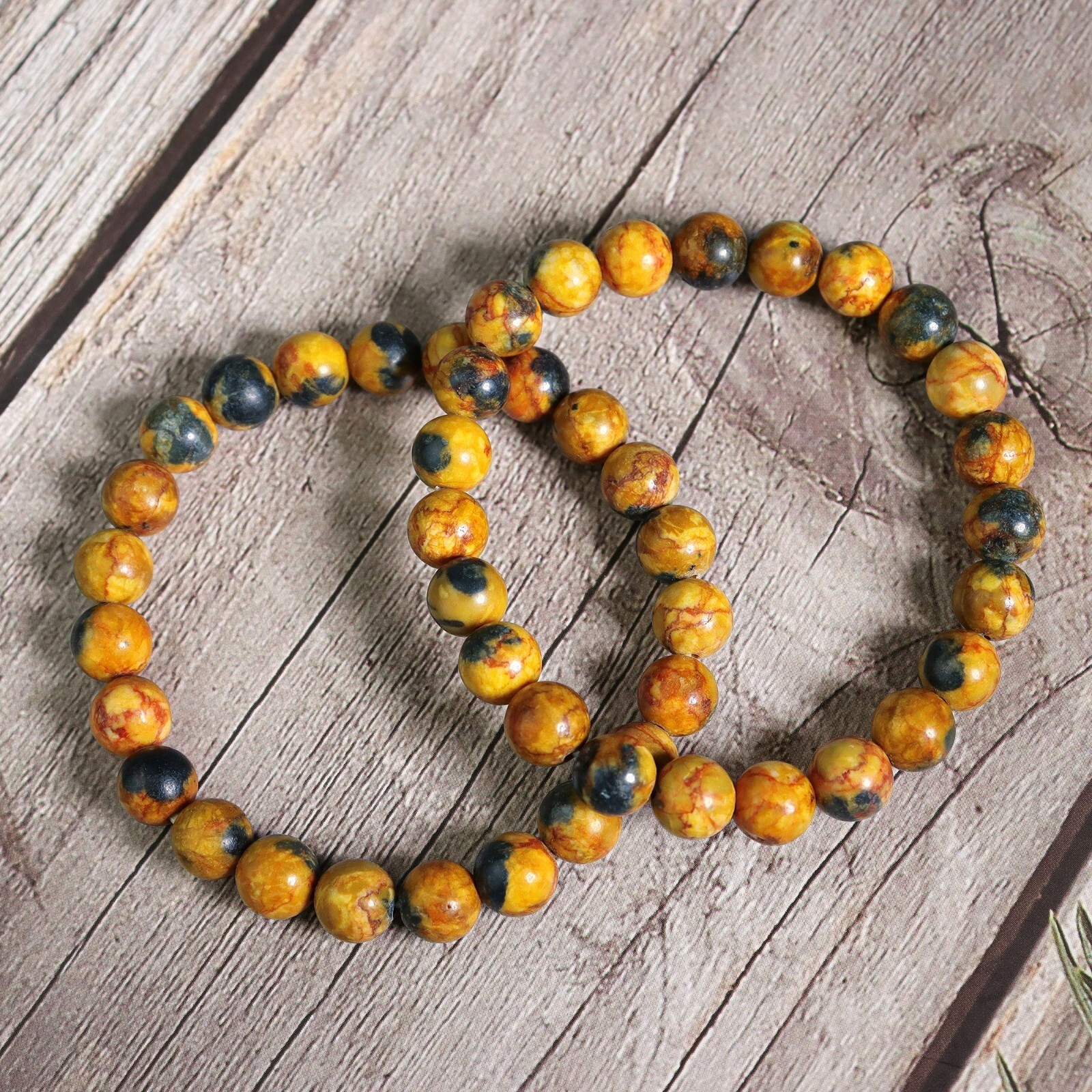 Natural Bumblebee Jasper Crystal 8mm Beads Gemstone Healing Unisex Bracelet