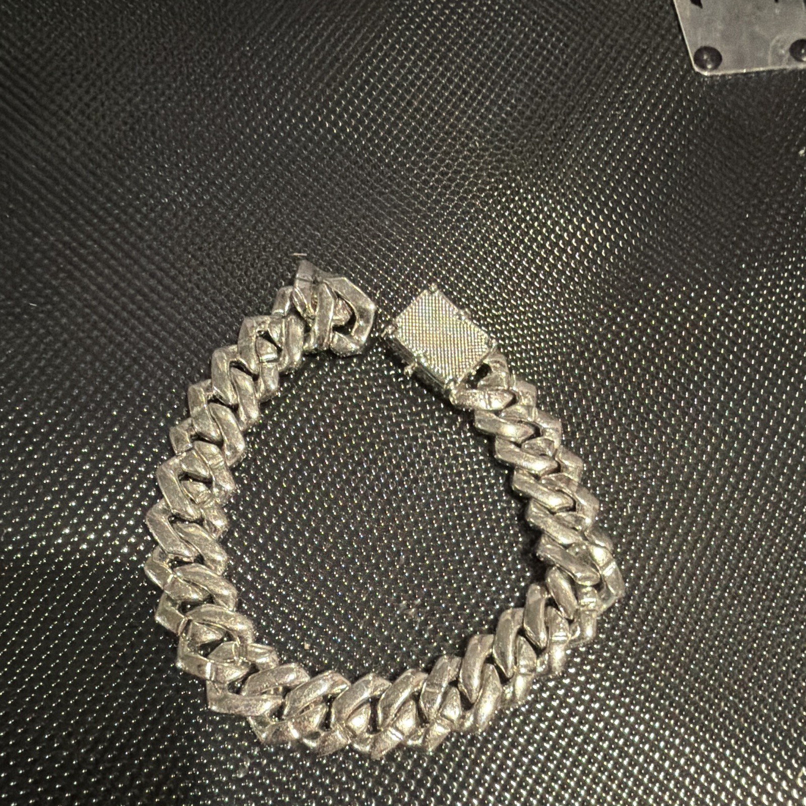 Silver Pavé Iced Out Cuban Link Chain Bracelet with Box Clasp