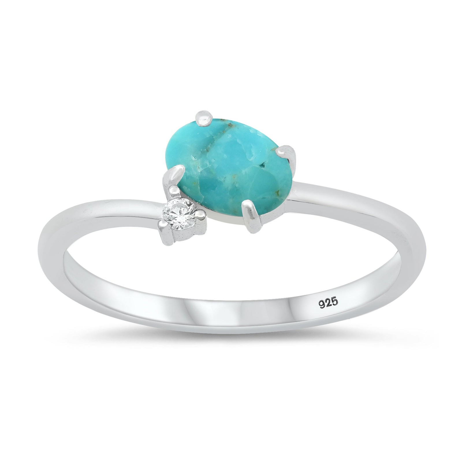 Genuine Turquoise & CZ Wholesale Ring New .925 Sterling Silver Band Sizes 5-10
