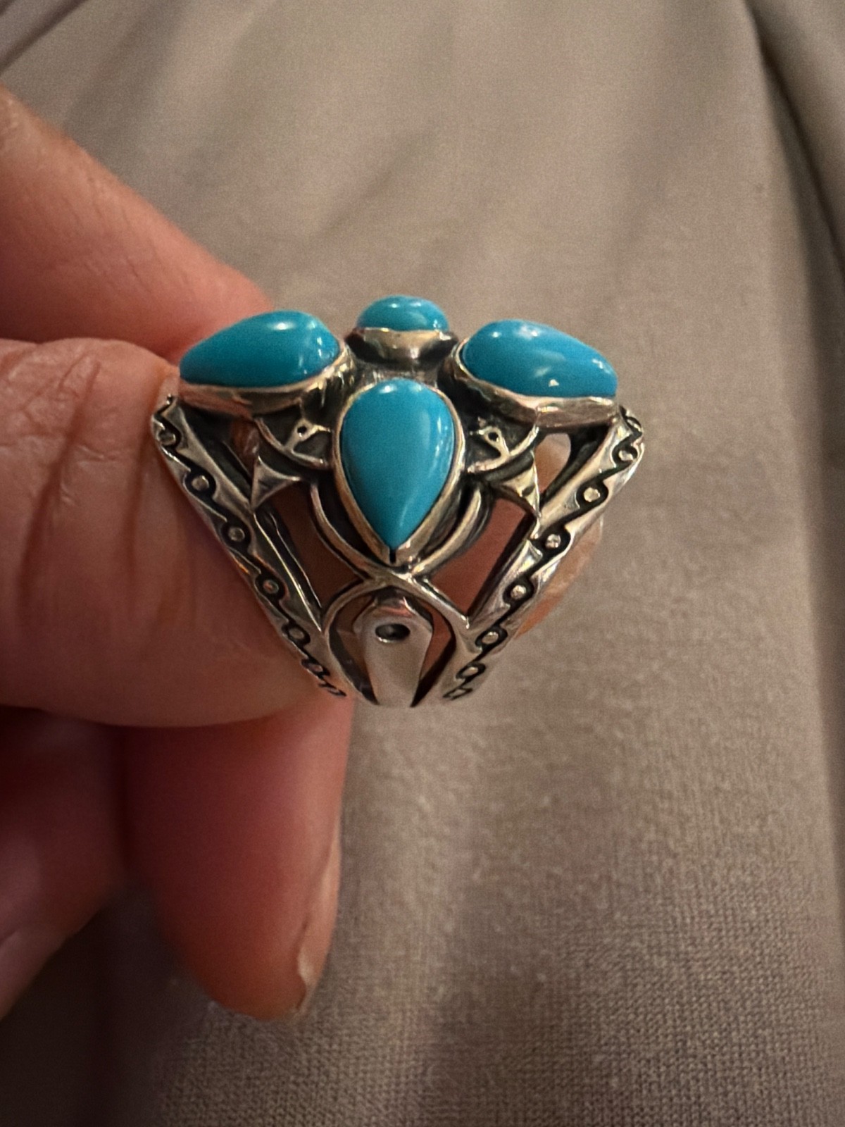 Sleeping beauty turquoise 925 sterling Jeffrey Johnson Pollack Size 5 ring