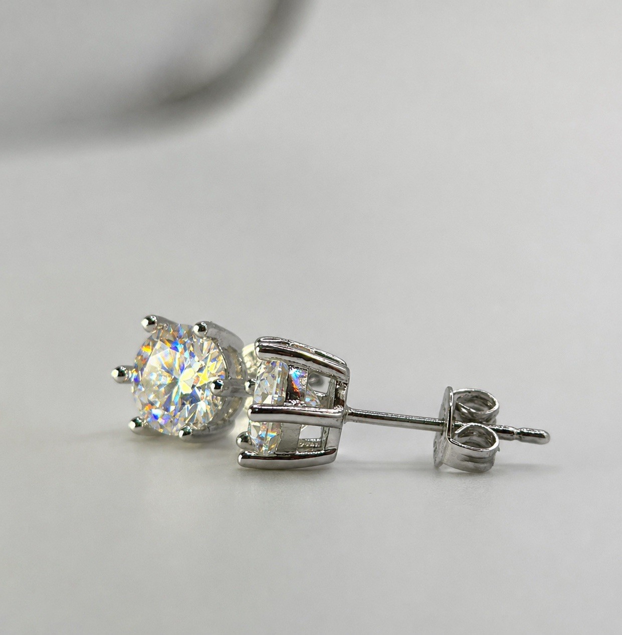 2Ct TW Moissanite Stud Earrings 925 Sterling Silver D Color VVS1 GRA Certified
