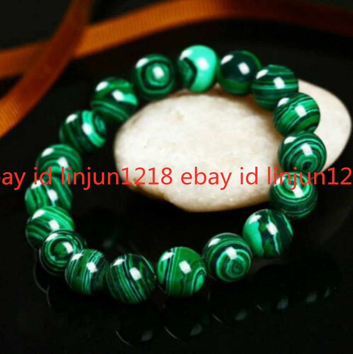 Handmade Natural 10mm Green Malachite Round Gemstone Beads Stretch Bracelet