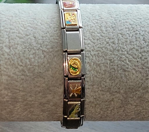 Persona Links Casa D’Oro Italy Stainless Steel Link Stretch Charm Bracelet Italy
