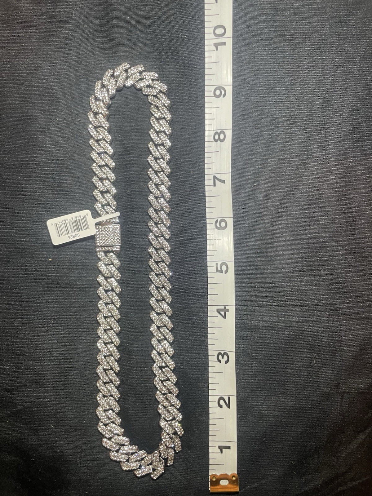 Silver Monaco Link Chain Necklace 18in Iced-Out Cubic Zirconia Box Clasp Fashion