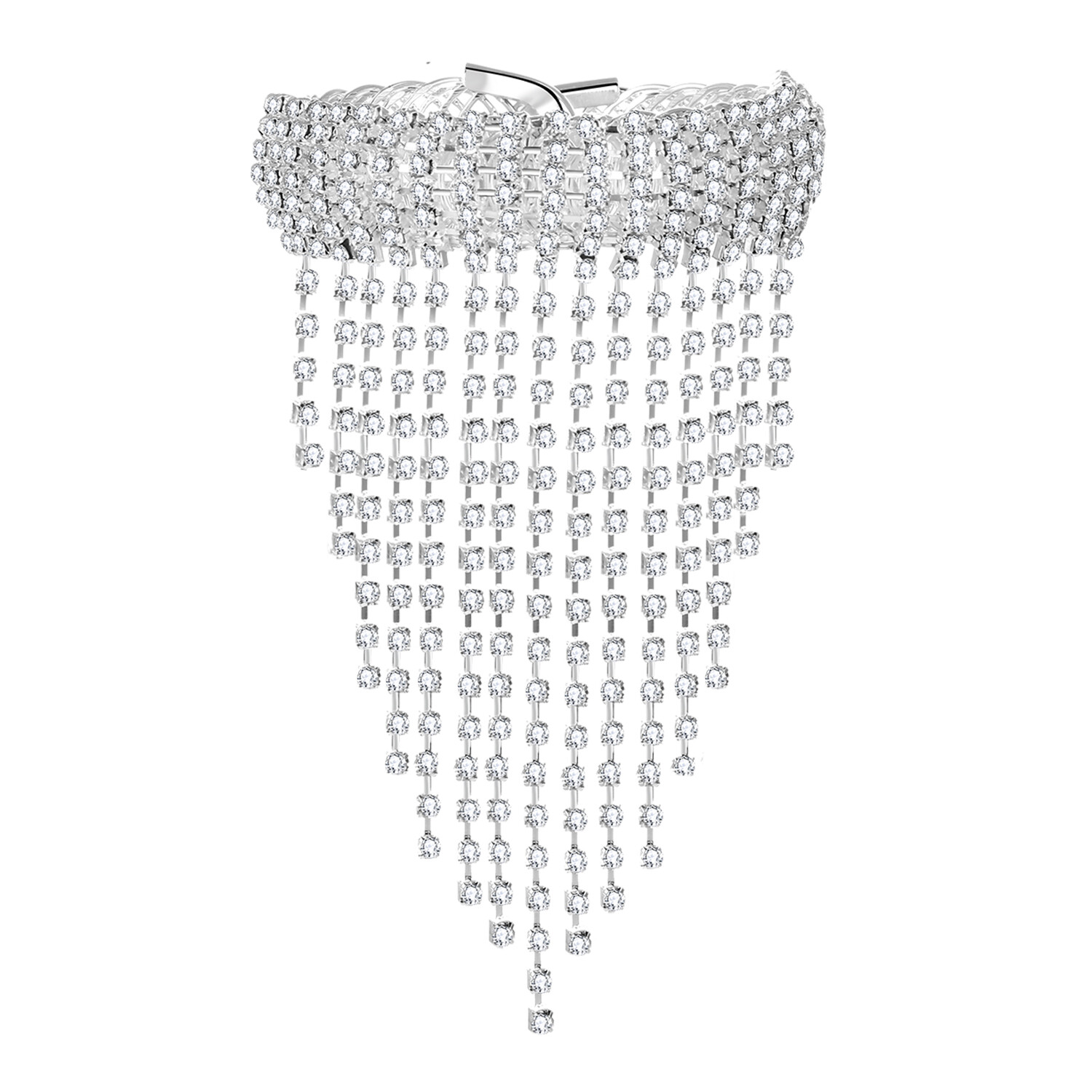 Womens Bling Rhinestone Tassel Upper Arm Elastic Bracelet Bridal Wedding Bangle